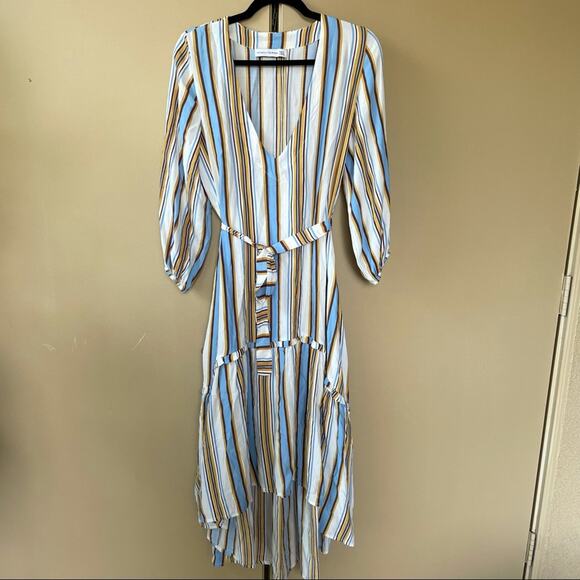 Faithfull the Brand Matilda Stripe Maxi Dress High Low Hem Size 2 - Picture 3 of 15